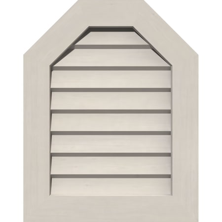 Ekena Millwork Octagonal Top Gable Vent Western Red Cedar Gable Vent w/Decorative Face Frame, 36"W x 34"H GVWOT36X3402SDPWR